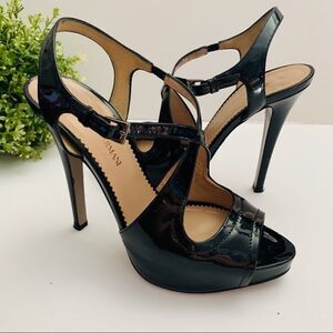 Emporio Armani Heel Black Patent Open Toe Platform